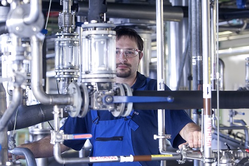 A worker at the Lonza site in Kouřim, Czech Republic.